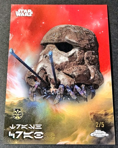 2025 Topps Chrome Star Wars Red /5 Aurebesh Trash Crab Debut SP #AV-100