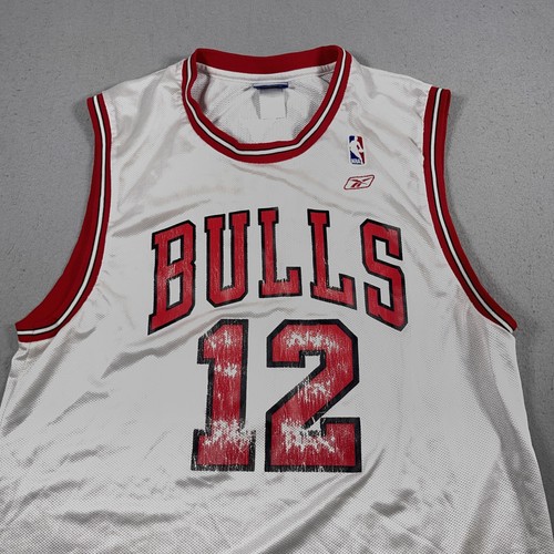 Chicago Bulls Jersey Mens Large White NBA Basketball Hinrich 12 Reebok Polyester - Picture 2 of 10