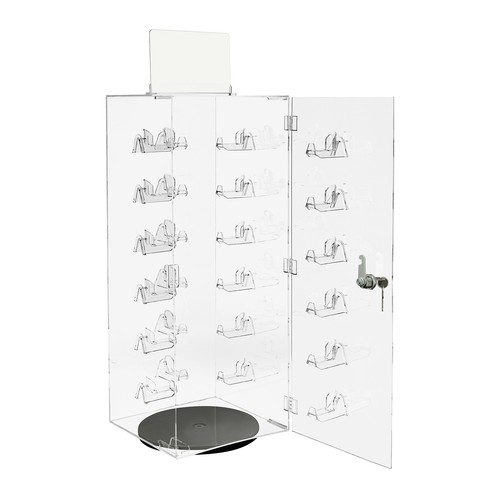 Acrylic Sunglasses Organizer Rotating Lockable Sunglass Display Case Clear - Picture 8 of 15