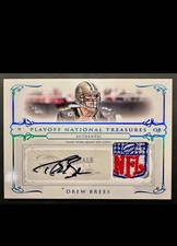 2007 Panini Playoff National Treasures Drew Brees NFL Shield Auto 1/1 GAME USED