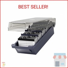 MaxGear Business Card Holder for Desk, Large Plastic Business Card Organizer Box