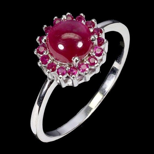 925 Sterling Silver Ring Round Ruby 6mm Natural Gemstone Jewelry Size 7.5 - Picture 2 of 14