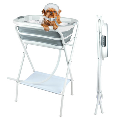 Fhtonge Elevated Dog Bathtub Grooming Station Drain Adjustable Collar 2 In 1