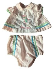 Vintage Dress Infant Size 3-6 months Handmade Lace Embroidered Pink Bloomers