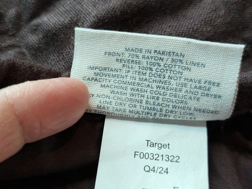 Casaluna Heavyweight Linen Blend Quilt Dark Fig Cotton King - Picture 12 of 13