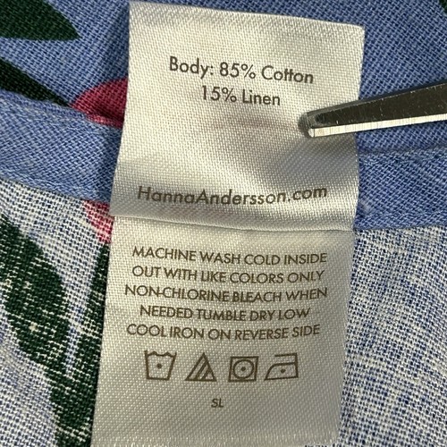 Hanna Andersson Girls Floral Top Size 6-7 (120) Cotton Linen Spring Tulips - Picture 6 of 9