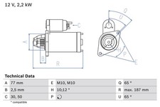 BOSCH Anlasser Starter 0 986 022 720 +127.87€ Pfand für L200 M10 MITSUBISHI 2