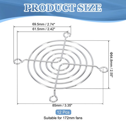 70mm Fan Finger Grill, 12 Pack Metal Grill Protector for 70mm - Afbeelding 2 van 6