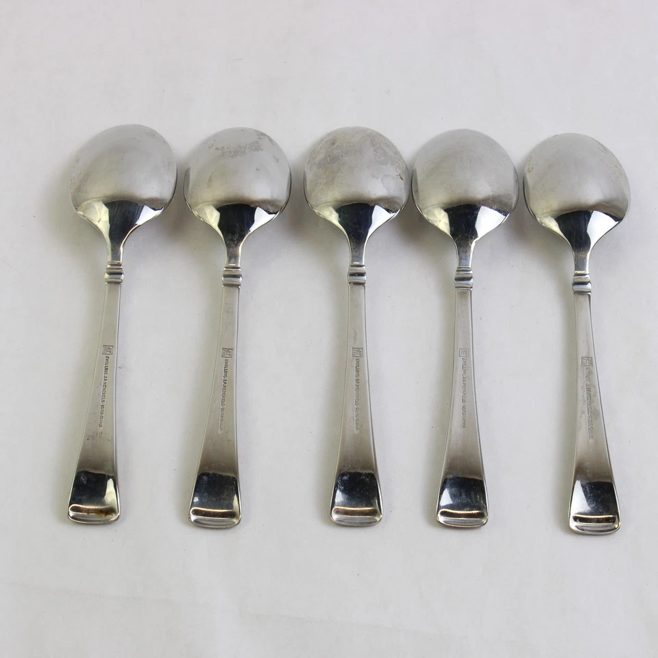 Lot Of 5 J A Henckels (Zwilling) Angelico (Stainless) Flatware Soup Spoons - Image 2 of 4