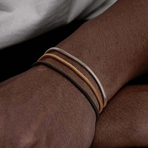 Stainless Steel Snake Chain Bracelet Men Box Link Adjustable Metal Tone Jewelry - Picture 20 of 25