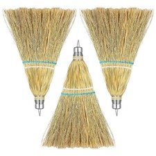 3 Pcs 12 Inch Whisk Broom Hand Held Handmade Mini Corn Broom Straw with a Sol...