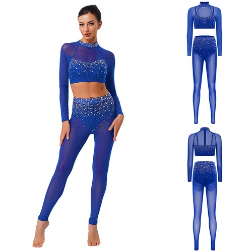 Abiti donna ginnastica pagliaccetto collant danza allenamento costume glitter maglia - Foto 69 di 95