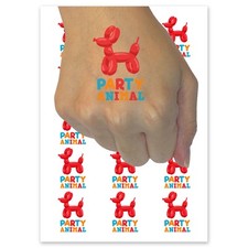 Party Animal Balloon Dog Temporary Tattoo Water Resistant Fake Body Art Set