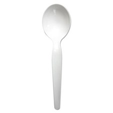 Boardwalk SOUPHWPSWH Heavyweight Polystyrene Cutlery, Soup Spoon, White,