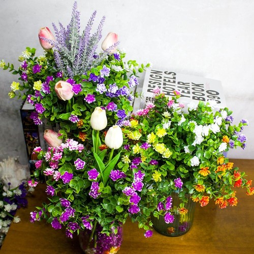 Artificial Flowers, Fake Outdoor UV Resistant Plants Faux 4 Bundle, Purple - Picture 5 of 7