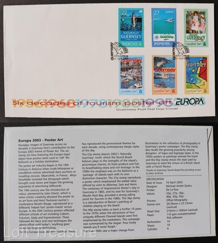 Guernsey Stamps: "Europa CEPT - Poster Art" First Day Cover 2003 - Picture 1 of 3