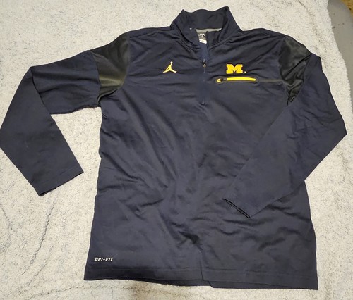 Michigan Wolverines Nike Jordan Dri-fit 1/4 Zip Pullover Men's Size M Navy Blue - Picture 2 of 14