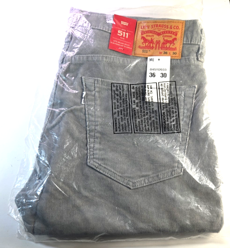 Levis 511 Mens Corduroy Pants Premium Slim Fit Pewter Grey Style 045112033 36x30 - Picture 2 of 5
