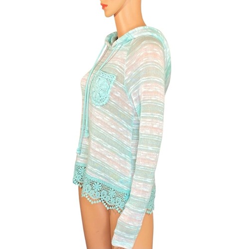 Self Esteem Y2K Pastell Hoodie mit Spitzenakzenten leichter Pullover Gr. M - Bild 2 von 6