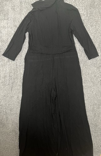 Boden Zada Flow Jumpsuit Collared Neck Semi Fitted Button Front Black Size 10T - Picture 9 of 9