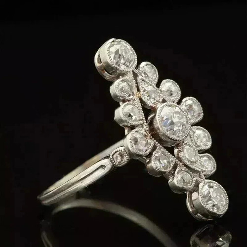 2Ct Art Deco Vintage Style Lab Created Diamond Engagement 14K White Gold FN Ring - Picture 2 of 11