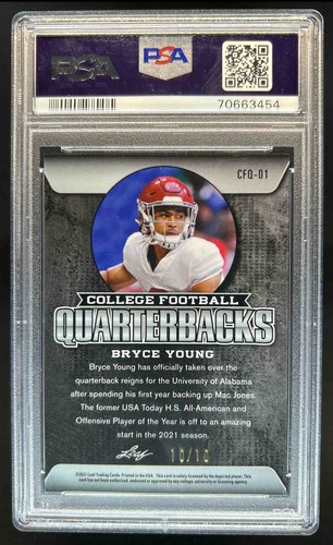2021 Leaf Metal NIL Bryce Young Purple Crystals Quarterbacks Rookie 10/10 PSA 10 - Picture 2 of 2