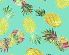 TROPICAL PINEAPPLE FRUIT ON TURQUOISE KITCHEN 42X14 TABLE RUNNER