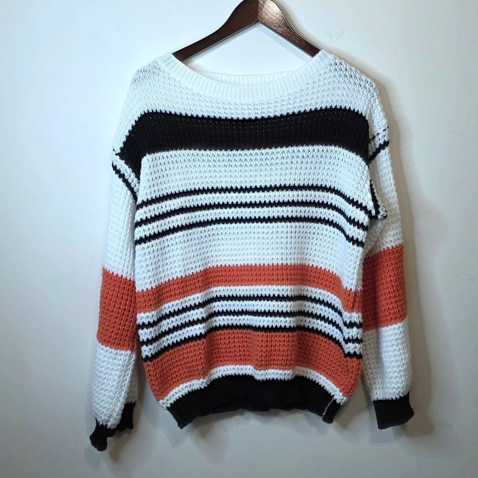 Kirundo Fall Winter Striped Color Block Loose Kni… - image 1