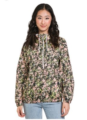 Volcom Women s M Wind It Up Windbreaker Jacket with Pockets in Coral