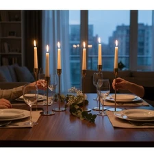 NWT ~ Set/6 Tall Skinny Gold Candlestick Taper Candle Holders