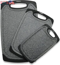 3 Pack Large Small Kitchen Cutting Boards Non Slip Dishwasher Safe with Groove