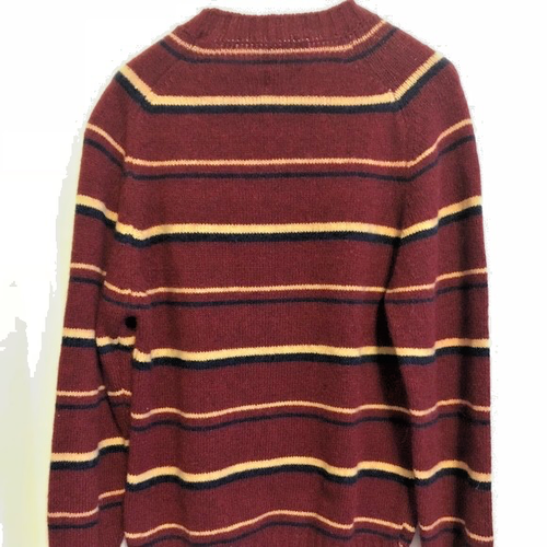 Suéter de cuello redondo de lana a rayas JC Penney para hombre nuevo con etiquetas granate talla M - Imagen 2 de 5