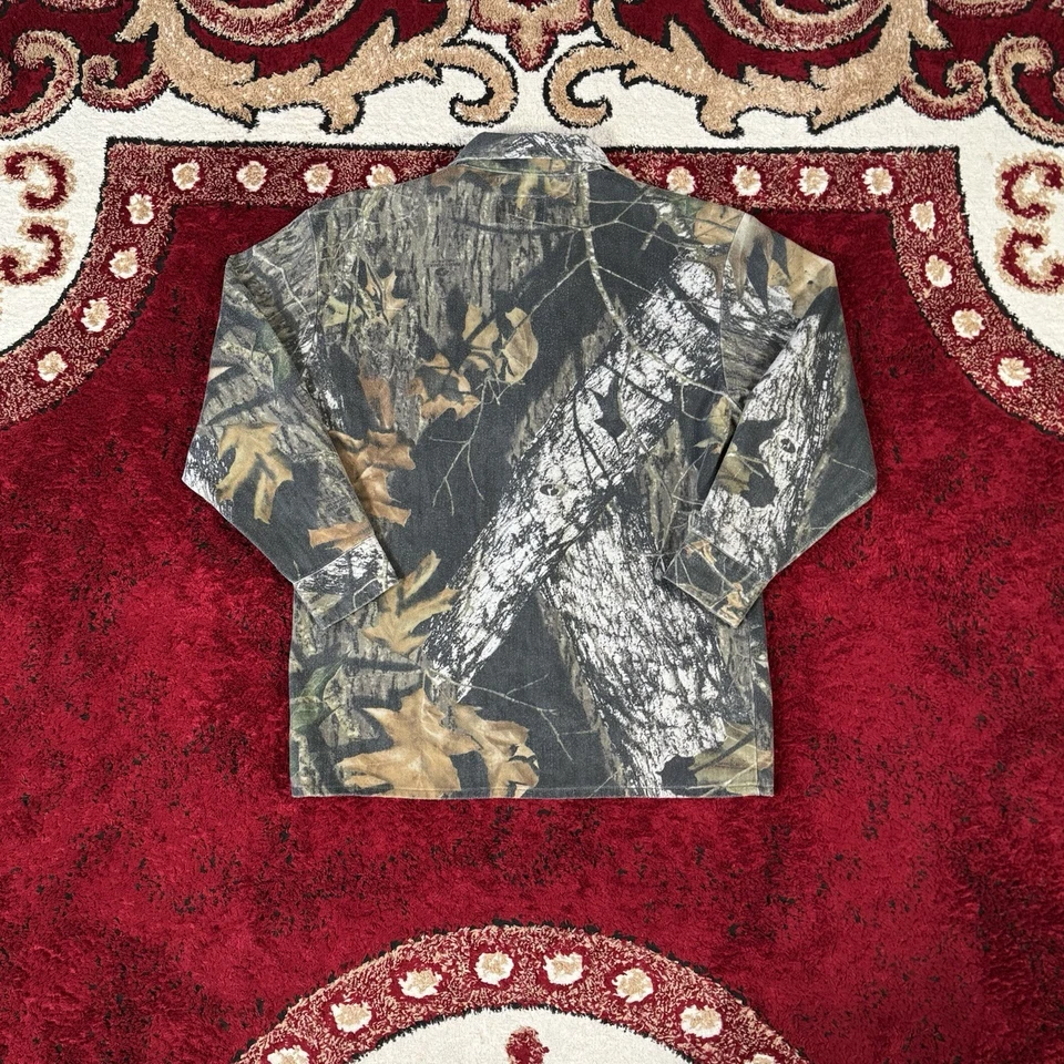 Cabelas Y2K Mossy Oak Break Up Hunting Camo Button Up Shirt Youth Size XL - Image 2 of 4