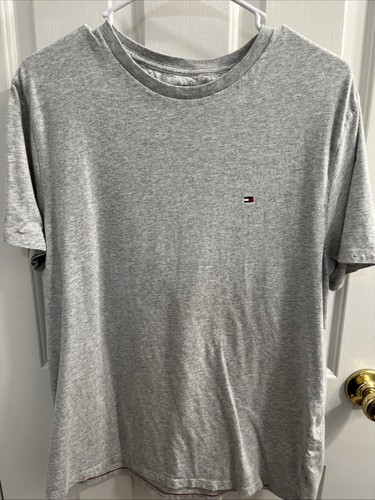 TOMMY HILFIGER Men's Size M Light GreyShort-Sleeve Crewneck Embroidered Logo - Picture 1 of 6