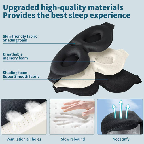 Maschera Sonno per Dormiente Laterale, Completa Maschera Occhi Dormire Blocco Luce 3D - Foto 4 di 8