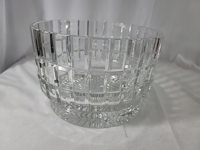Large 9.5'' x 6.5'' Crystal Center Piece Bowl HEAVY Block Pattern - FREE SHIPPING