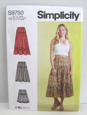 Simplicity 9750 Pull On Skirt w/ Tiers  Pintucks Pattern Misses' 18-26 Uncut