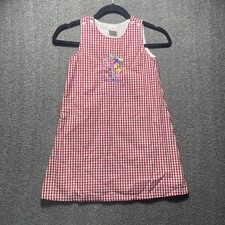 Vtg Candyland Toddler Embroidered Red White Gingham Dress Flare Babydoll 5T