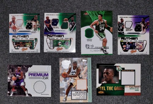 (7) 2000's Fleer Premium Jersey/Relic Card Lot Paul Pierce, Tim Duncan, Mcgrady - Picture 1 of 4