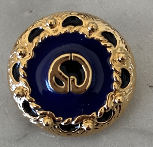 New St John Knit Logo Replacement Dress Button Navy Gold Fancy 3/4" - Picture 2 of 10