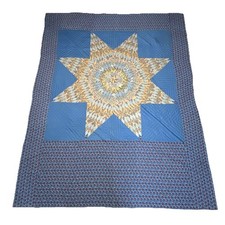 Vintage 88" X 109" Traditional Hand Sewn Patchwork Lone Star Quilt Antique Color