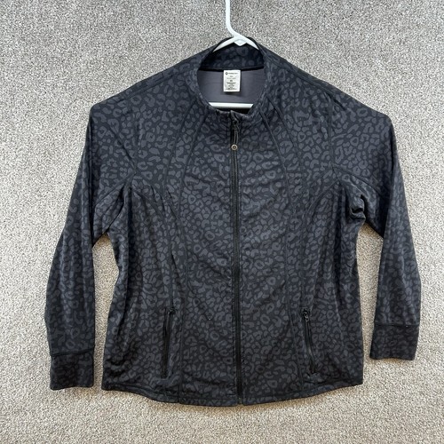 Member's Mark Women's Full Zip Jacket Size XXL Black Animal Print Long Sleeve - Picture 1 of 11