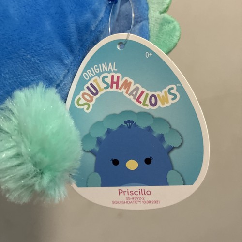 Peluche Squishmallow 5" Priscilla Pavo Real Azul Suave Granja Vida NUEVO - Imagen 2 de 3