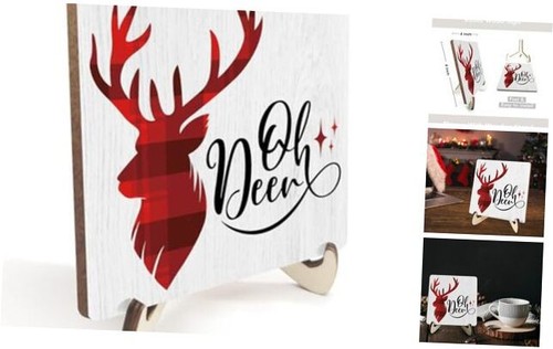 Christmas Decor Rustic Xmas Wooden Desk Decor Funny Seasonal Winter Holiday
