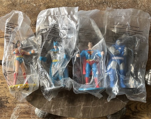80er Burger King DC Getränkehalter Set Superman Wonder Woman Batman Darkseid versiegelt - Bild 1 von 7