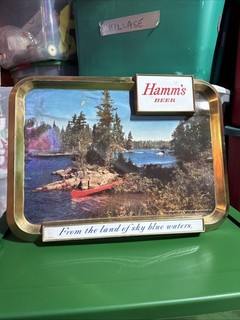 Vintage Hamm’s Beer Sign “ From The Land Of Sky Blue Waters”