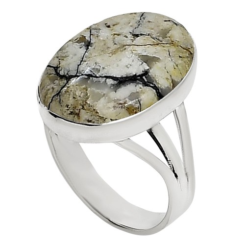 Echter weißer Büffel Türkis 925 Sterling Silber Ring Gr.9 Schmuck R-1003 - Bild 3 von 5