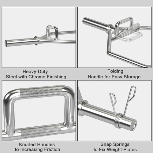 56" Olympic Hexagon Deadlift Bar Trap Bar w/ Folding Grips Powerlifting Push ups - Picture 10 of 10