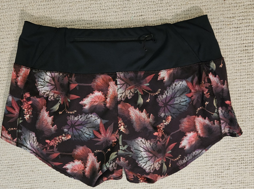 Oiselle Roga Shorts Size 4 Fall Floral Black Multicolor Running Workout Athletic - Picture 2 of 10