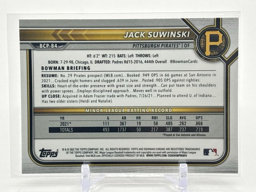 2022 Bowman Chrome JACK SUWINSKI 1st Mega Box MOJO RC Refractor #BCP-84     EN12 - Picture 2 of 2